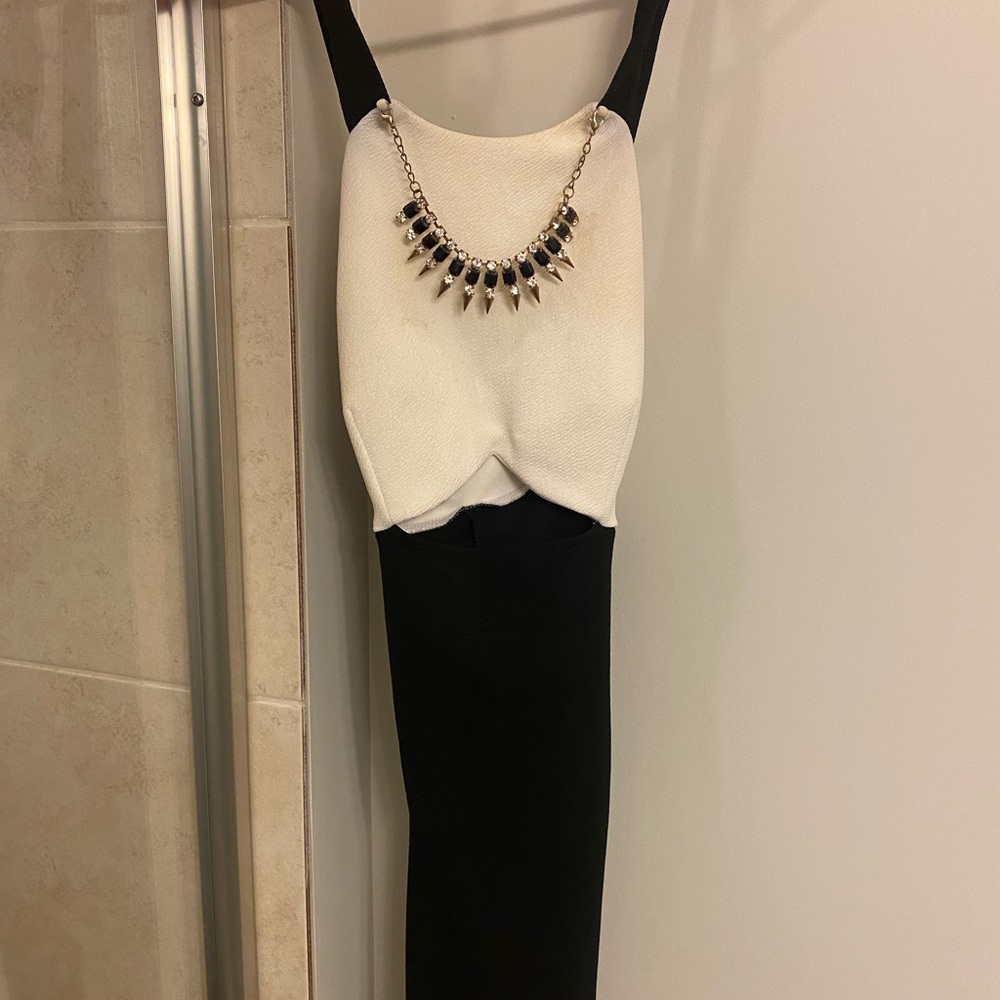 Dress with attached necklace and cross back